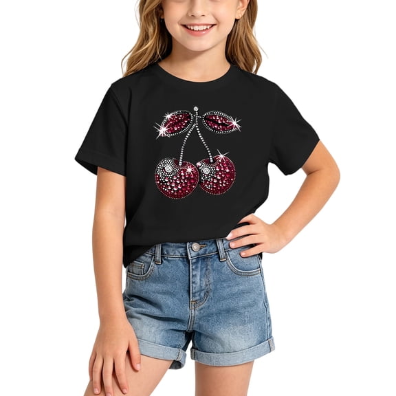 Tfken Girls Soft Comfy Tops Holiday Daily Wear Short Sleeve Tees Tshirts Graphic Print T-Shirts Fashion Toddler Classic Clothes Size 2-4 Years