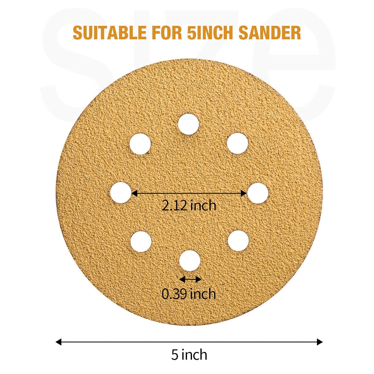SATC 105 pack 5 inch 8-Hole Sanding Discs 60-400 Grit Hook and Loop Orbital Sander Sandpaper Pads