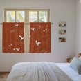 thumbnail image 3 of Japanese Style Kitchen Curtains 45 Inch Length, Vintage Cranes Ocean Wave Red Tiers Curtains for Bathroom Bedroom Cafe, Light Filtering Small Window Treatment Short Tiered Drapes 2 Panels 42"Wx45"L, 3 of 8