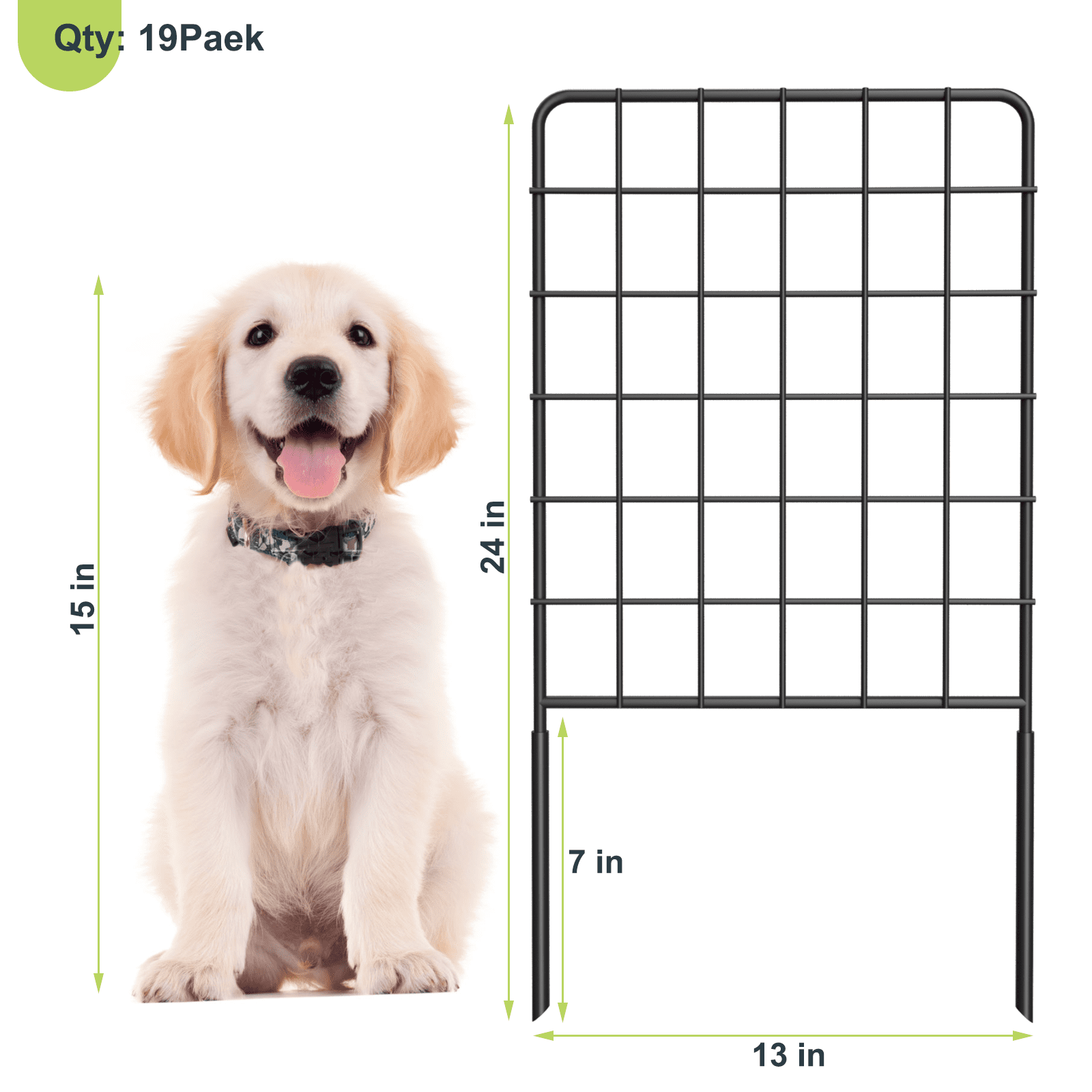 19 Piece Non-Digging Decorative Fence tall garden fence Animal Fence Garden Detachable Fence Anti-scab metal Animal Barrier Ground Pile Fence