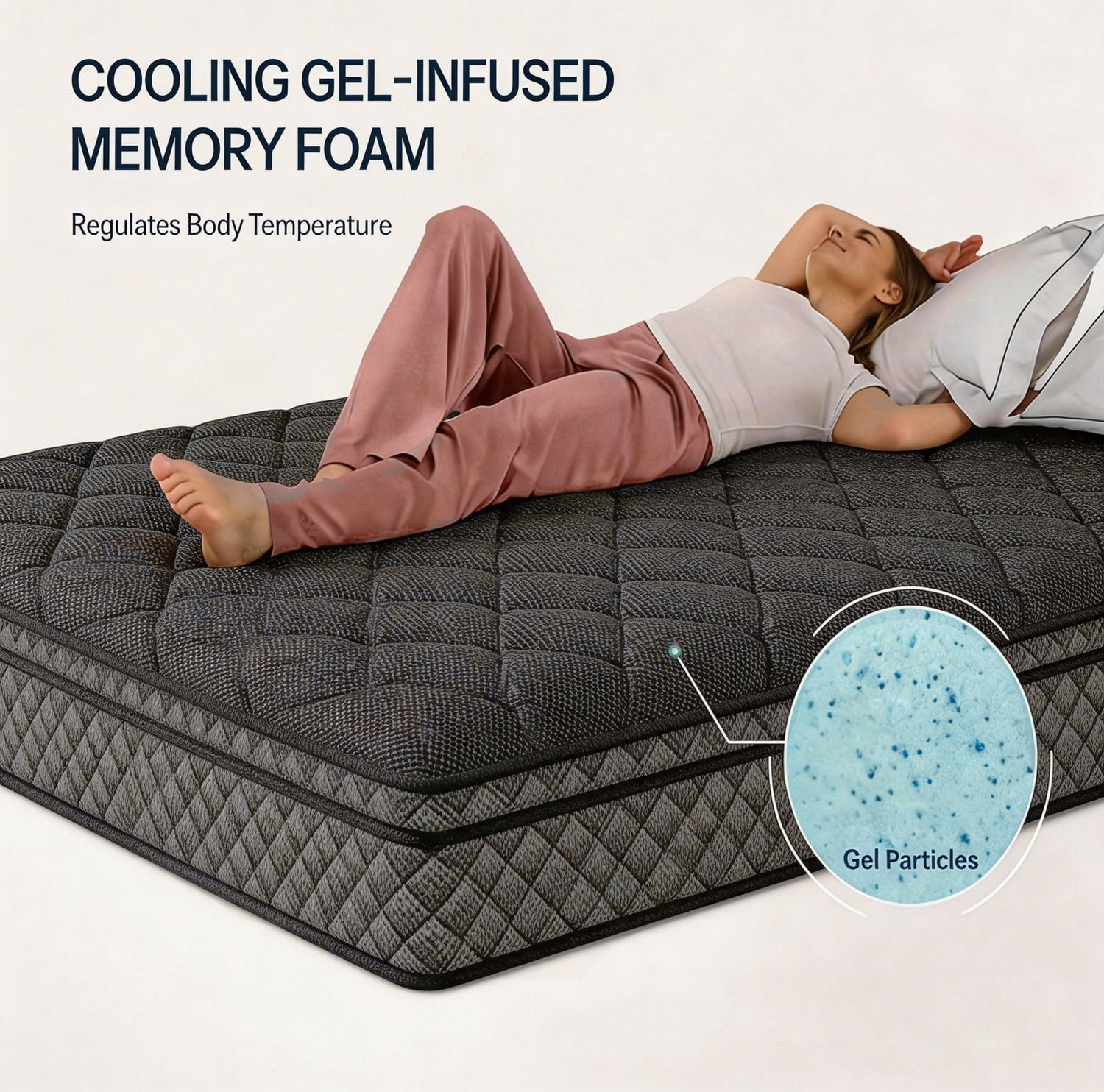 Zaxzudu 14 Inch Hybrid Mattress, King Size, Pocket Coil & Cooling Memory Foam Mattress in a Box, Medium Firm for Back Pain Relief, Breathable & Supportive