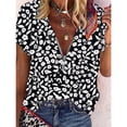 thumbnail image 2 of Leutsin Blouse T-shirt Décontractée pour Femmes Grande Taille à Manches Courtes, Col en V, Imprimée, 2 of 6
