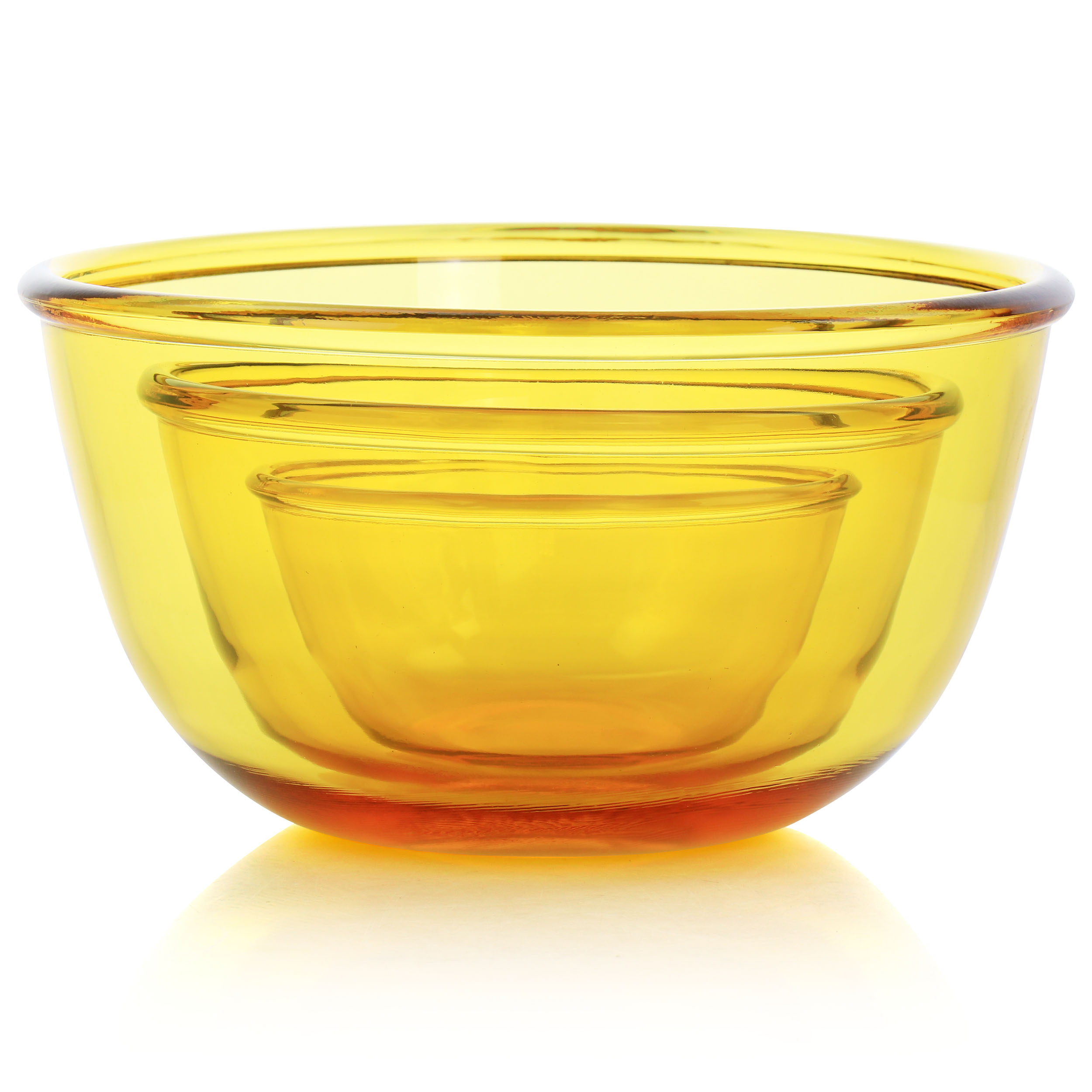 Gibson Home 3-Piece Amber Tempered Glass Bowl Set – Durable Bowls for Kitchen & Dining
