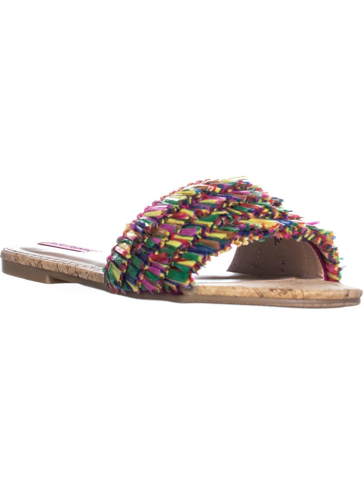 Womens Betsey Johnson Venus Round Toe Slide Sandals Natural Multi Walmart