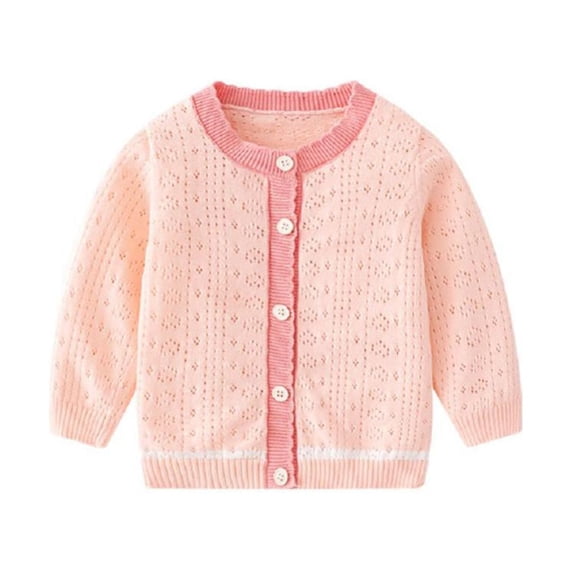 Godderr Kids Baby Girl Button Cardigan Crew Neck Long Sleeve Toddler Cotton Knit Sweater for 10M-18T