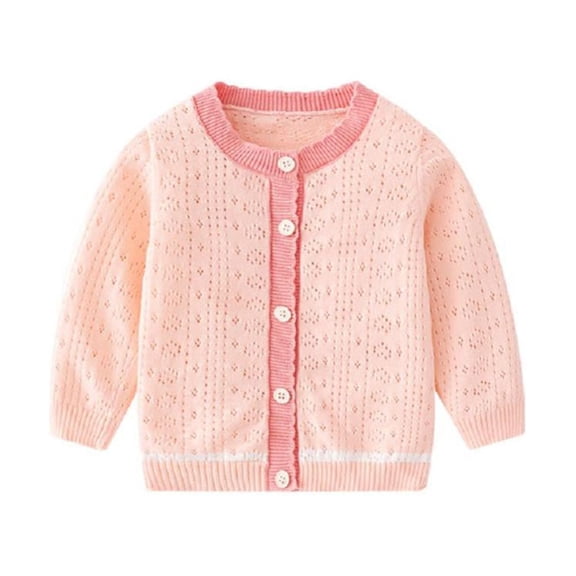 Godderr Kids Baby Girl Button Cardigan Crew Neck Long Sleeve Toddler Cotton Knit Sweater for 10M-18T