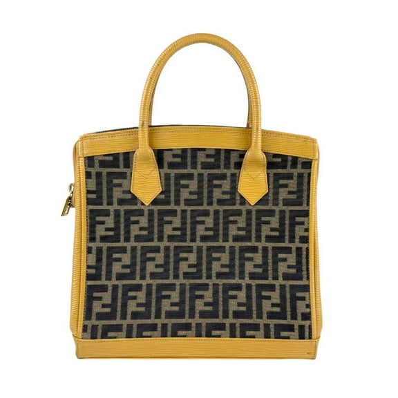 Pre-Owned FENDI handbag shoulder bag Zucca nylon canvas leather beige x brown women's... (Good)