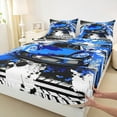 thumbnail image 3 of Manfei Blue Racing Car Twin Sheet Sets, Modern Speed Sports Twin Fitted Sheet, Teens Boys Girls Kids Flat Sheet, Ultra Soft Home Decor, 3pcs, 3 of 7