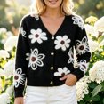 thumbnail image 4 of Enjoytime Womens Cardigan Floral Print V Neck Long Sleeve Button Down Knit Sweaters Tops Cozy Soft Loose Casual Cardigans, 4 of 8
