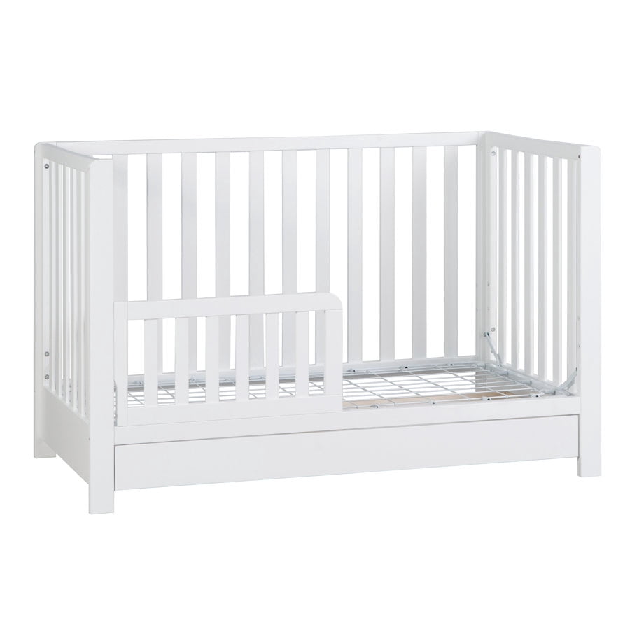 AFG Baby Furniture Emma 4-in-1 Convertible Crib with Toddler Guardrail and Drawer, White