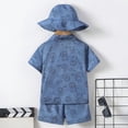 thumbnail image 5 of KPOPLK Toddler Boys Clothes 3 Piece Animal Print Button-down Shirt Outfits with Elastic Waist Shorts + Hat 3T 4T 5T 6T 7T Size 6-7 Years, 5 of 7