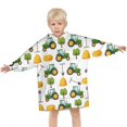 thumbnail image 3 of Cartoon Tractors Hay Bales White Pattern Blanket Hoodies for Kids 6-13YR Oversize Wearable Blanket Hoodies for Boys Girls Teens, 3 of 7