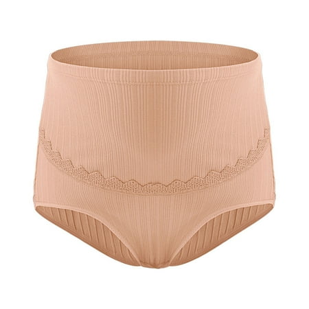 Wdfiry Women s Plus Size Maternity Underwear Stretchy Breathable Solid Color High Waist Skin-Friendly Brief Stretchy Full Coverage Pregnancy Panty