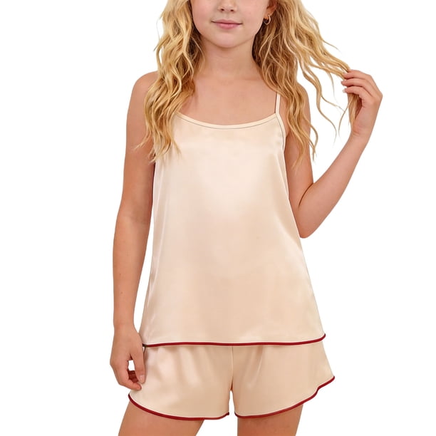 Estilo Verano Conjunto de Niños de Color Sólido Cuello Redondo sin Mangas Y Pantalones Cortos Dos Piezas de Ropa de Casa para Niños