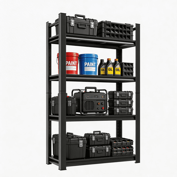 Heavy Duty Garage Shelving,5-Tier Metal Storage Shelves,2400LBS Shelving Unit,Adjustable Shelving Rack, Standing Shelf Units for Garage Storage Warehouse,32''×14''×44''