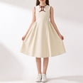 thumbnail image 5 of Girls' Sleeveless Dress Party School Casual Pleated Swing Dresses Summer Clothes Girl 8-13 Years (8-9 Years, Beige), 5 of 8