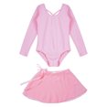 thumbnail image 3 of YONGHS Girls Long Sleeve Leotard with Tutu Skirt Kids Ballerina Ballet Dancewear Dress Outfits Pink 3-4, 3 of 7