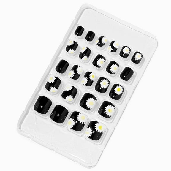 Claire's Ensemble de Faux Ongles Marguerite Noire et Jaune