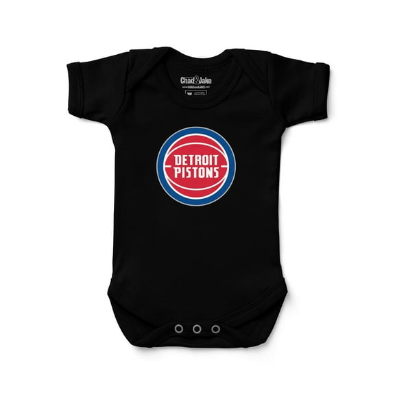 Newborn & Infant Chad & Jake Black Detroit Pistons Primary Logo Bodysuit