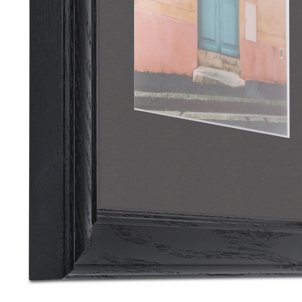 ArtToFrames 22x28" Matted Picture Frame with 18x24" Single Mat Photo Opening Framed in 1.25" Black Stain on Solid Red Oak and 2" Charcoal Mat (FWM-4083-22x28)