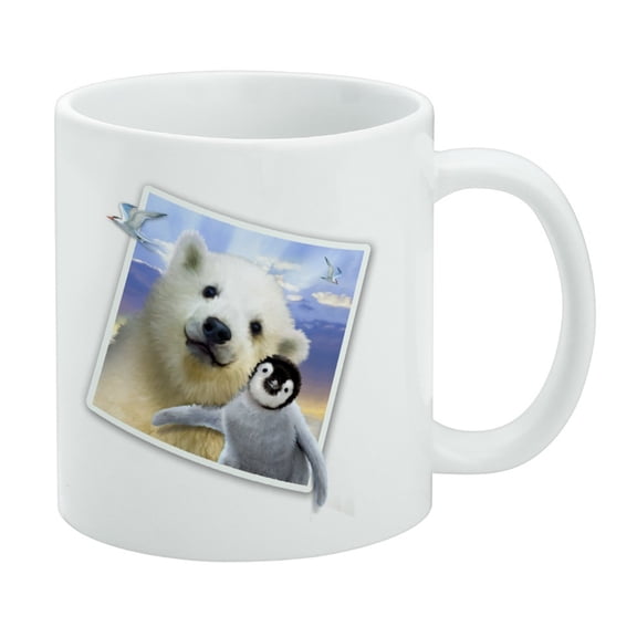Polar Pals Selfie Picture Polar Bear Penguin White Mug