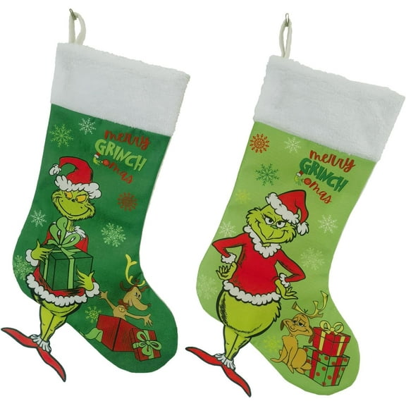 Janrevotw 2 Pack Christmas Stockings 18 Inch Large Christmas Stockings Candy Gift Socks Christmas Ornament Decorations for Family Holiday Xmas Party Decor Supplies