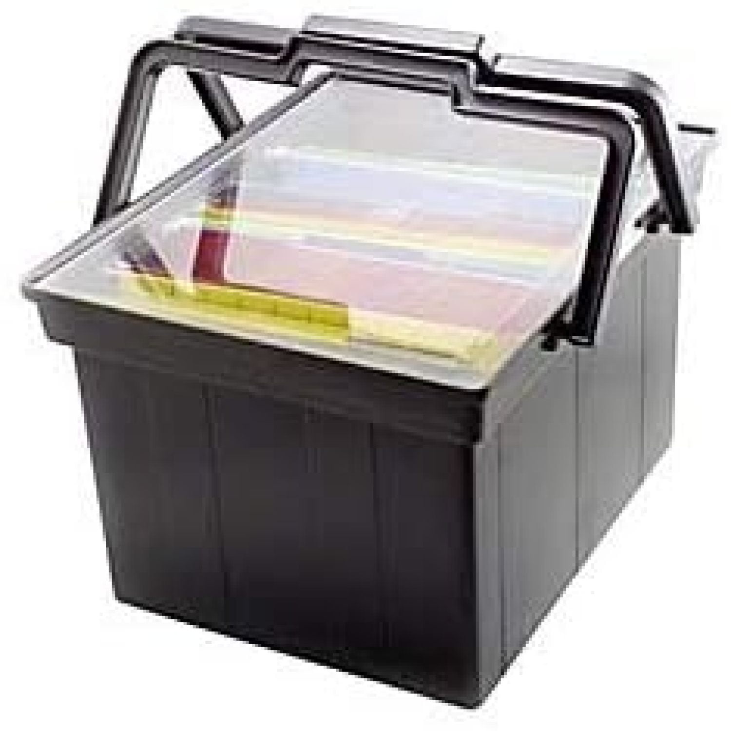HElectQRIN Letter/Legal Portable Plastic File Box, Includes Lid and
