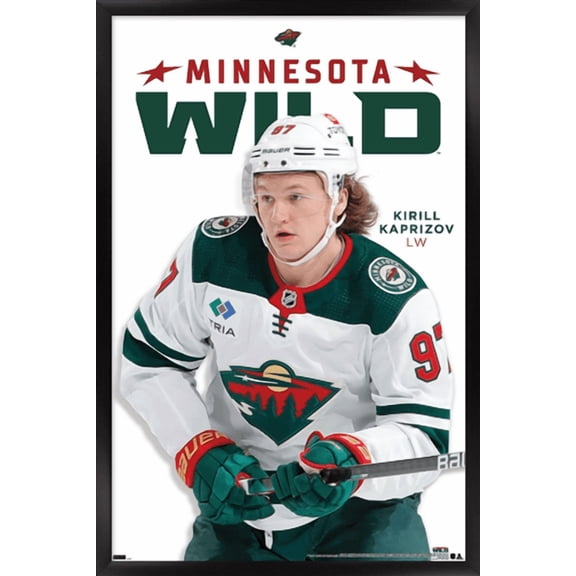 NHL Minnesota Wild - Kirill Kaprizov Feature Series 23 Wall Poster, 14.725" x 22.375" Framed