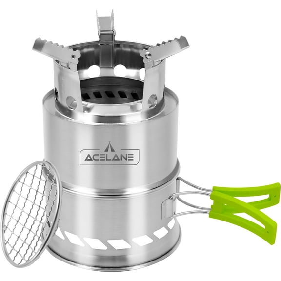 Camping Wood Stove, Portable Camping Stove - Stainless Steel Survival Stove Backpacking Wood Stove, Folding Small Mini Camp Stove for Hiking Traveling Outdoor