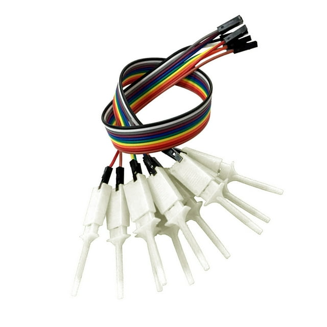 Clip de gancho de prueba de analizador lógico de 10 piezas para USB 24M 8CH-prueba de analizador lógico Blanco Cola Línea de gancho de prueba del analizador lógico