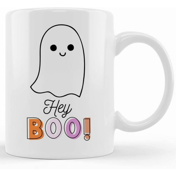 Hey Boo, Ghost Coffee Mug, Cute Halloween Decor,halloween Coffee Mug, Halloween Decor, Cute Hallowen Mug, Ceramic Coffee Mug, Novelty Coffee Mugs 11oz, 15oz Mug