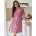thumbnail image 4 of Ekouaer Cotton Nightgowns for Women Button Down Sleep Shirts Short Sleeve Night Gown Boyfriend Sleepwear Soft Night Shirts, 4 of 6