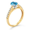 thumbnail image 3 of Gem Stone King 10K Two Tone Gold Swiss Blue Topaz and White Lab Grown Diamond Engagement Ring for Women (1.18 Cttw, Gemstone November Birthstone, Oval 7X5MM, Size 7), 3 of 4