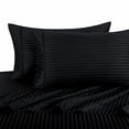 thumbnail image 2 of Twin Size Sheets, Black, 100% Cotton Sheets, Deep Pocket, Cool Cotton Sateen, Smooth Striped Pattern Weaved Bed Sheets, 2 of 3