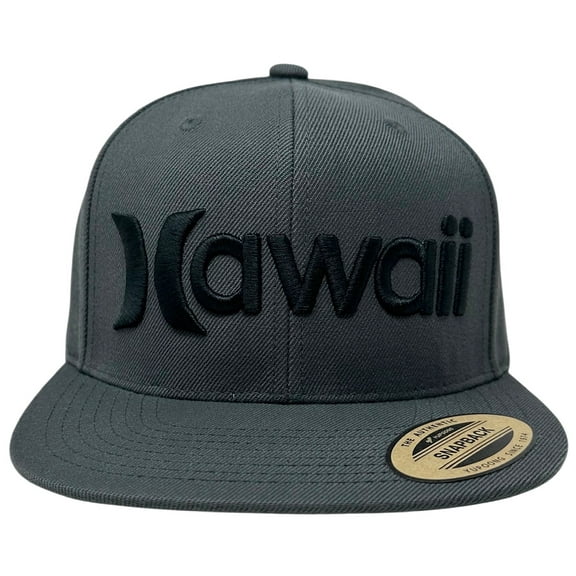 Hurley Men's Hat Hawaii Island Chain Embroidered Flat Bill Snapback Cap in Grey