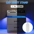 thumbnail image 2 of 4 EVER WINNER Nightstand with Charging Station, LED Night Stand with 2 Drawers, Modern Beside End Table Side Table for Bedroom Living, Gray, 2 of 7