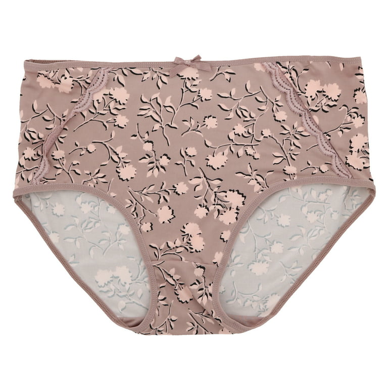 Delta Burke Intimates Women's Plus Size Sexy Classic High Rise Brief  Panties (5Pr) (Large, Pink Floral Dots)