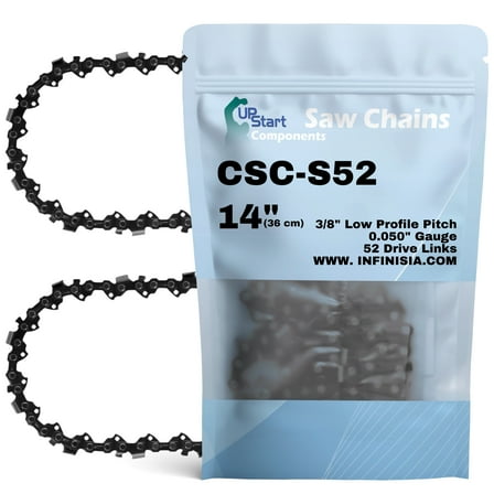 2-Pack 14-inch Chainsaw Chain Replacement for Jonsered CS 2135 T Chainsaws - S52 (14", 3/8" Low Profile Pitch, 0.050" Gauge, 52 Drive Links)