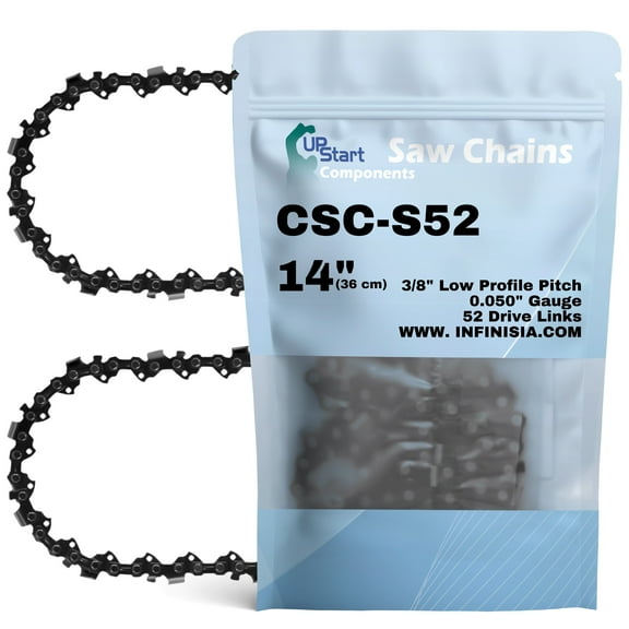 2-Pack 14-inch Chainsaw Chain Replacement for Homelite UT10942 Chainsaws - S52 (14", 3/8" Low Profile Pitch, 0.050" Gauge, 52 Drive Links)