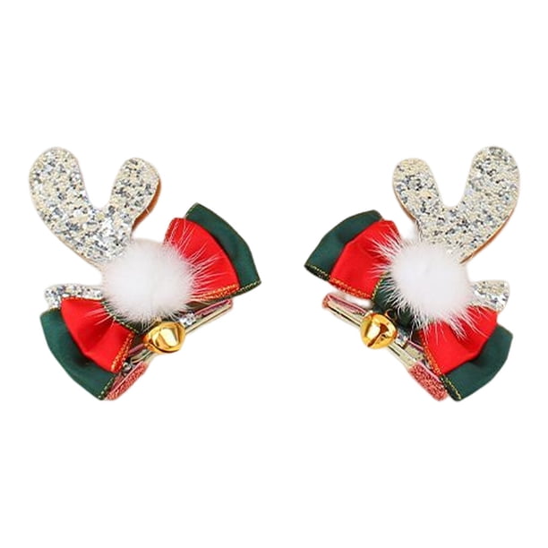 Cateissary De accesorios navideños para el cabello, diadema de fiesta de lentejuelas de Año Nuevo de dibujos animados, horquillas brillantes Kits de decoración para fiestas Plata