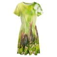 thumbnail image 4 of Cute Little Easter Bunnies on Green Grass Women's Dress Short Sleeve Summer Sundress Summer Women Clothes, 4 of 7