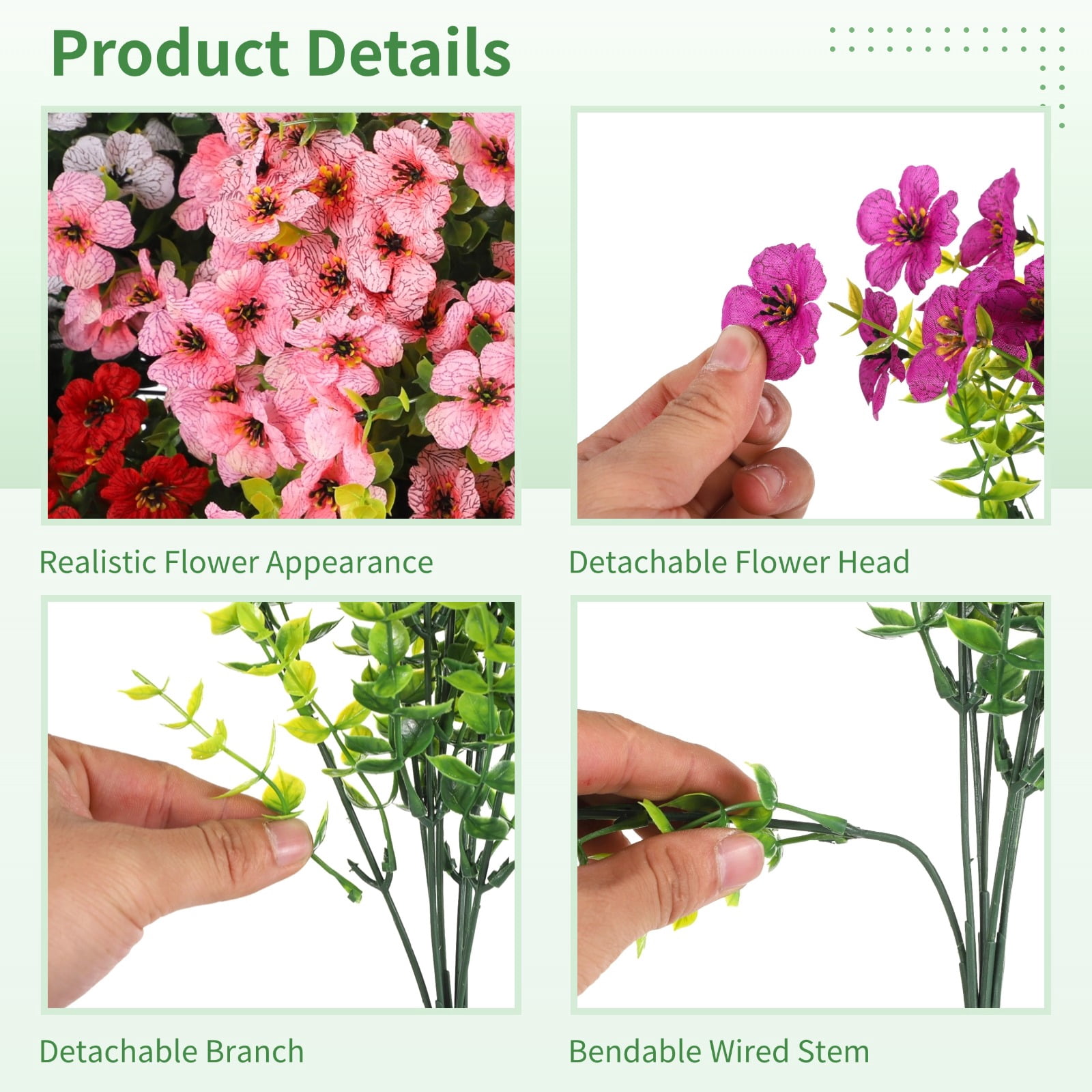 36 Bundles Artificial Flowers, Faux Violet Flower Bundles, Multi-Color Flower Arrangement, Realistic Decorative Fake Flowers for Home, Garden, Porch, Window Decoration, 9 Colors