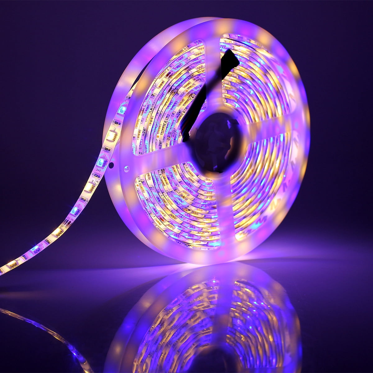 SUPERNIGHT RGBWW Flexible 16.4ft 5M 300LEDs Color SMD 5050 LED Strip Light IP65 Waterproof + 44Keys IR Remote Controller + Power Supply Full Kit