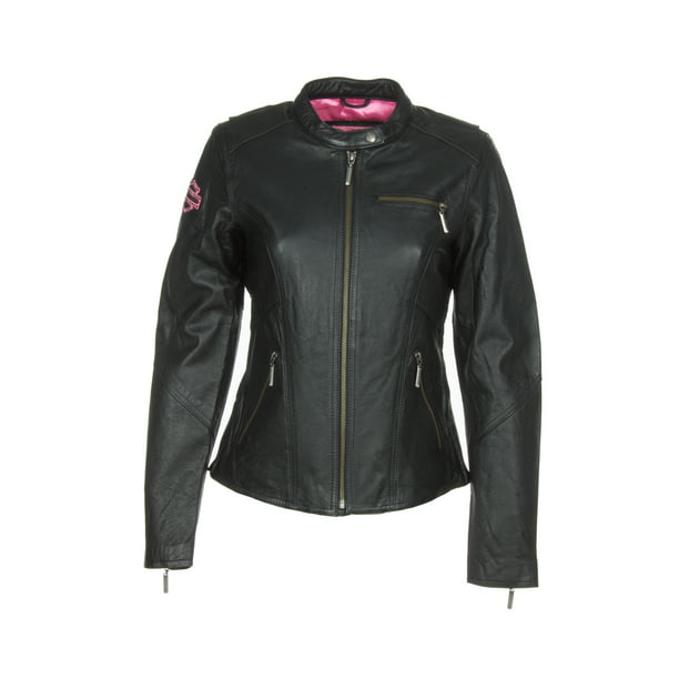 98022-12VW Jacket Pink Label Embellished Black Leather - Walmart.com