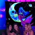 thumbnail image 3 of CUH UV Reactive Luminous Tapestry Throw Cover Tapestry Wall Hanging Tapestries Psychedelic Hippie Blacklight Tapestry 2#Moon W:91"xL:71", 3 of 4