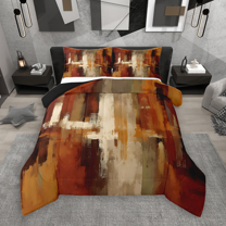 Manfei Retro Oil Painting Bedding Comforter Set 2pcs, Abstract Watercolor Art Twin Comforter Sets, Brown Beige Ombre Bedding Set, Lightweight Room Decor