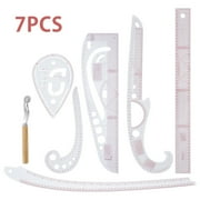 Tcwhniev 7Pcs Sewing Ruler Set French Curve Clear Ruler for Pattern Maker DIY Ropa Vestido Fabricación Sewing Ruler Tailor Set Ropa Medición Ruler Herramienta de Costura para Diseñadores Pattern Maker y Tailors