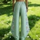 thumbnail image 3 of Pantalones de Piernas Anchas de las Mujeres Impresión Floral de Algodón Lino Suelto Casual de Cintura Alta Pantalones Largos Cónicos para Primavera Verano, 3 of 6