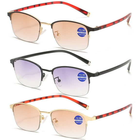 3 Pairs of BIFOCAL Reading Glasses 2.0 Gradient Half Frame Sunglasses Men Women Anti-Blue Light Presbyopia Glasses Outdoor Fishing Flexible Readers  2.00