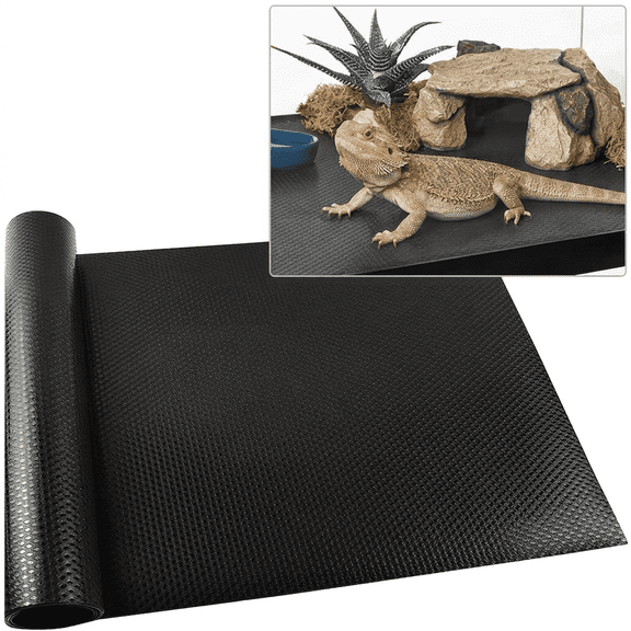 CNDRLEF Reptile Carpet Textured Black Cut to Fit for Bearded Dragon Leopard Gecko Snake Tortoise 1 Pack 17.7 x 79 in